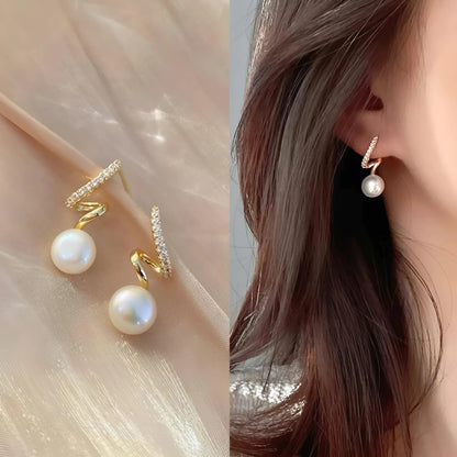 Zigzag Pearl Drop Earrings