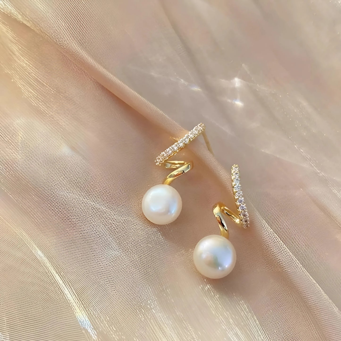 Zigzag Pearl Drop Earrings