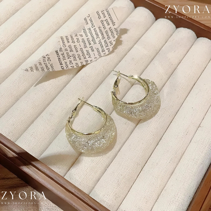 Gold-Plated Zircon Hoop Earrings