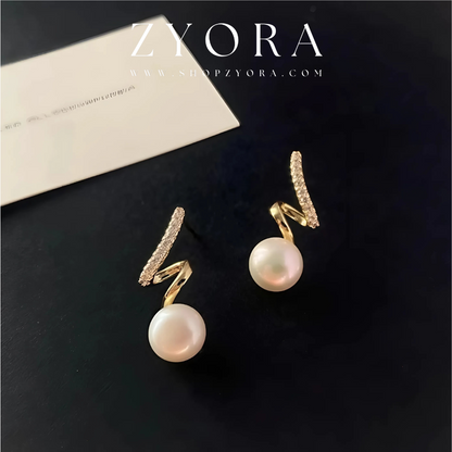 Zigzag Pearl Drop Earrings