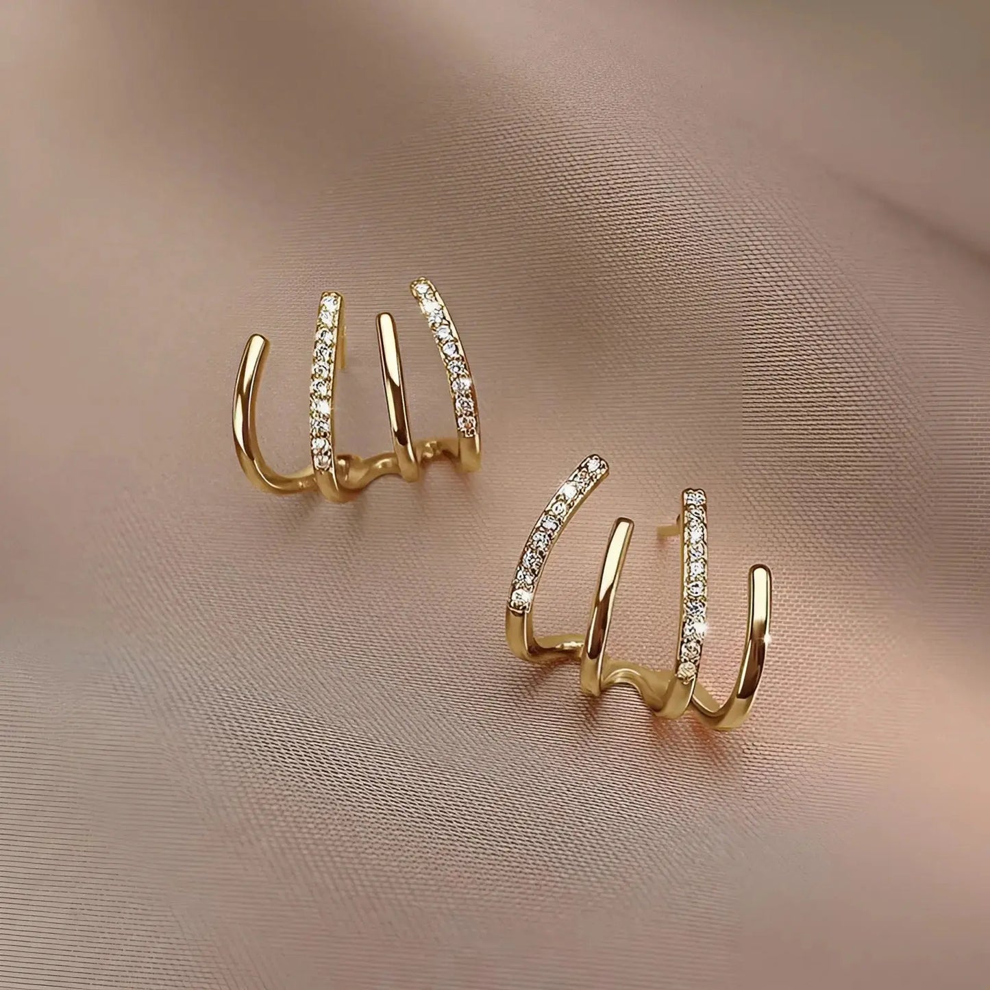 Gold-Plated Crystal Hoop Earrings ZYORA