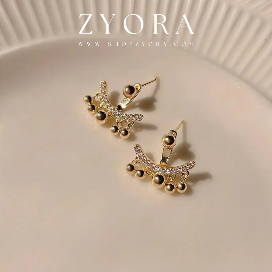 Gold-Plated Geometric Hoop Earrings with Cubic Zirconia ZYORA