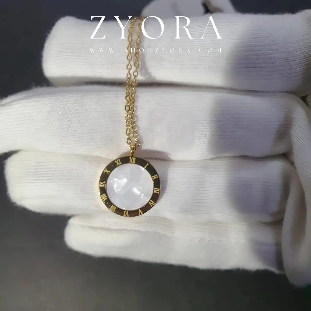 Roman Numeral Gold Pendant Necklace ZYORA