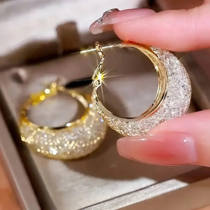 Gold-Plated Zircon Hoop Earrings