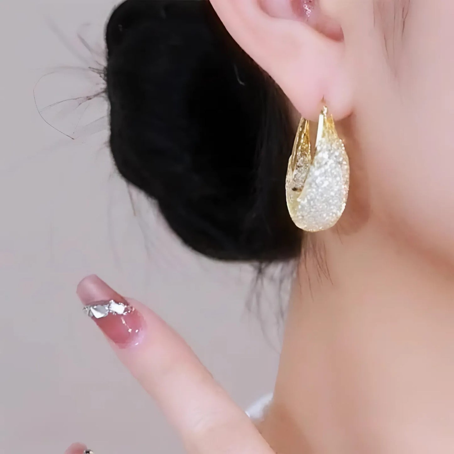 Gold-Plated Zircon Hoop Earrings