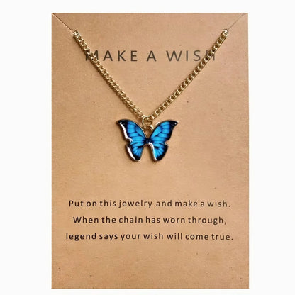 Gold Chain with Blue Butterfly Pendant Necklace