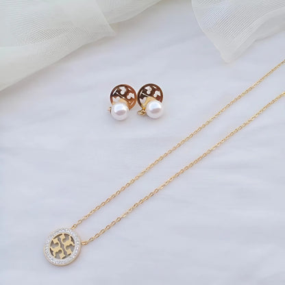 Gold-Plated Pendant & Earrings Set